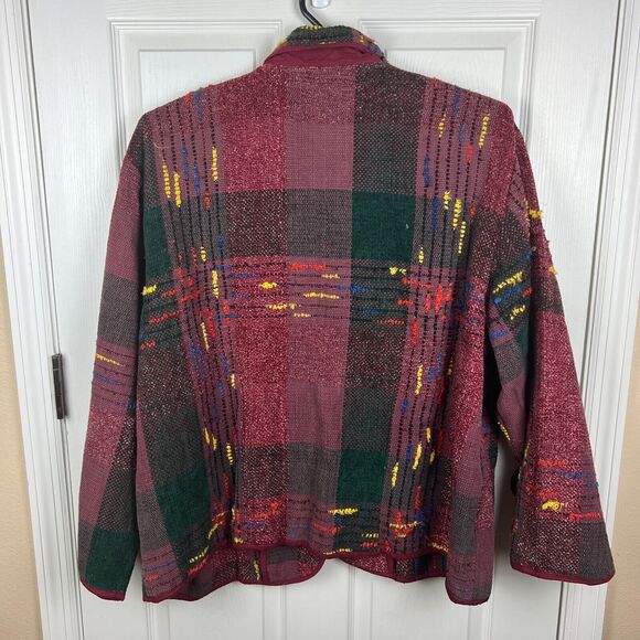 Vintage Studio West Boho Red Black Woven Colorful Tapestry Jacket Womens 3X - Picture 10 of 11
